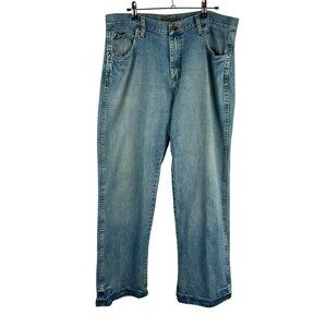 Wrangler Boot Cut Denim Jeans Men 36 x 32 Blue Light Wash 100% Cotton Cowboy